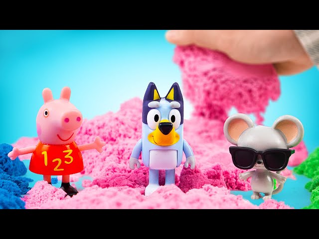 Learning Colors for Kids - Kinetic Sand and Peppa Pig Surprise Toys