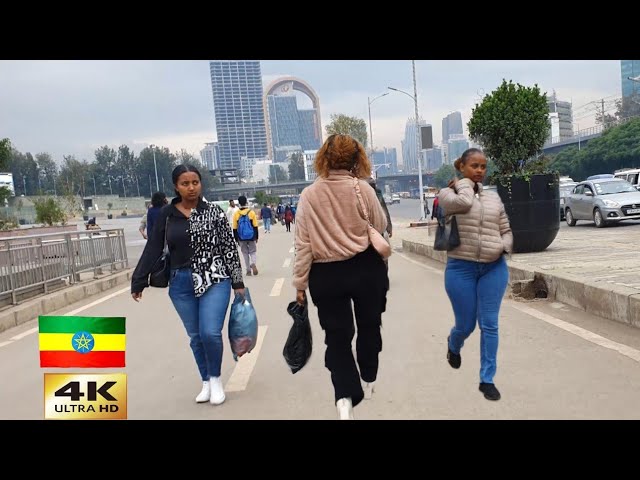 የቆንጆዎቹ ጎዳነና መስቀል አደባባይ , 🇪🇹 Addis Ababa walking Tour 2024 , Ethiopia [4K]