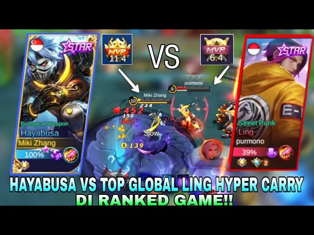 KEGILAAN HAYABUSA CIDUK TOP GLOBAL LING HYPER CARRY DI RANKED GAME! - Mobile Legend