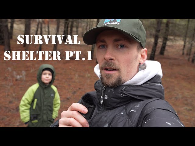 Building a Survival Shelter with my Son Pt. 1