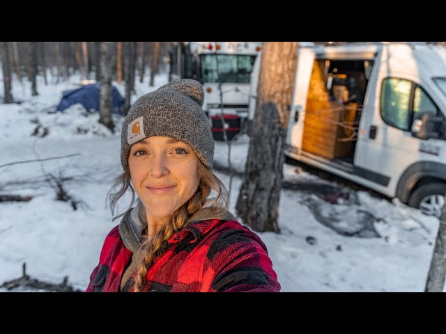 A Day in the Life | OFF-GRID in a Van & Bus | NORTH WOODS