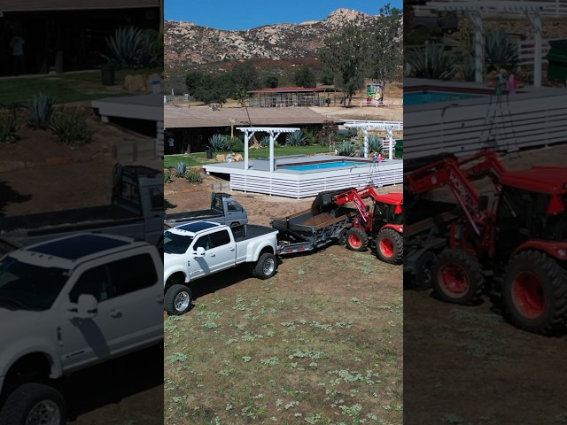 A Couple Hundred Thousand $$’s in equipment to build a $3k carport 😅 . #powerstroke #tractor #diy