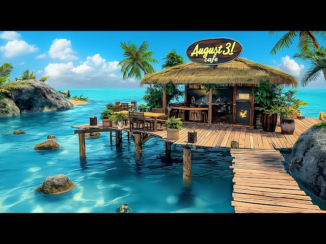 Tropical Beach Ambience ☕Jazz Coffee with Bossa Nova Music & Ocean Wave Sounds for Relax