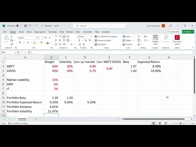 Portfolio Formation using Excel