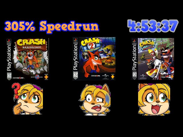 Crash Bandicoot Trilogy (PS1) - 305% Speedrun in 4:53:37