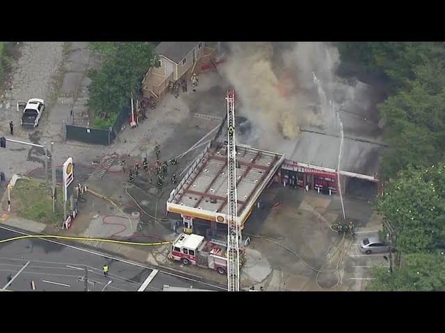 Live chopper stream | Crews put out fire at Atlanta gas station