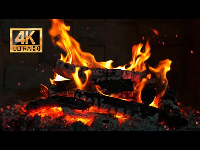 The best burning fireplace 4K for sleeping, relaxing, ASMR sounds, sleep music, cozy fire, BGM