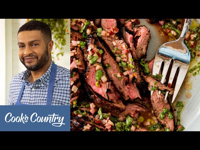 How to Make Grilled Flank Steak with Basil Dressing