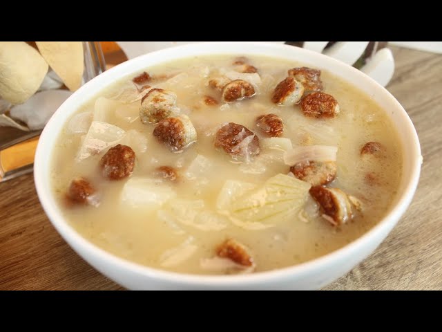 Onion soup with sausage, delicious, quick and easy recipe, soup recipe