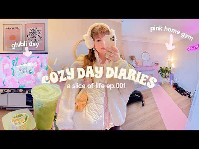 COZY DAY DIARIES 🎀 EP.1 my pink home gym setup, brutally honest ghibli review, home haul