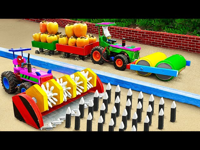 Diy tractor Bulldozer making mini Road Construction | diy mini Road Roller rescues Tractor | HP Mini