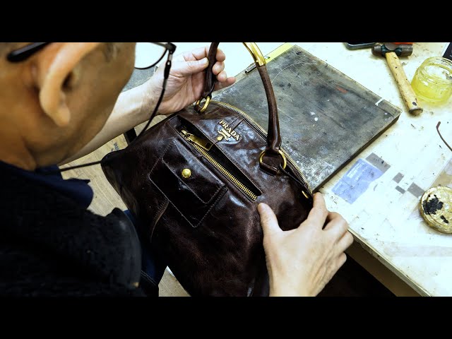 Process of Restoring OLD PRADA Bag. Korean Restoration Artisan.