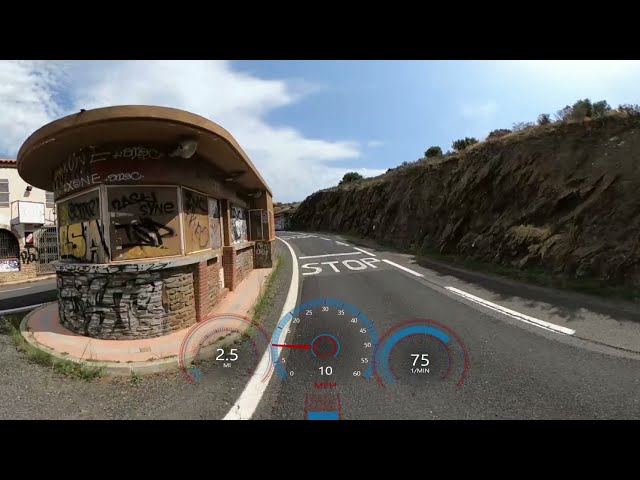 70 minute Virtual Cycling 360° VR Fat Burning Workout from France to Spain Garmin 4K
