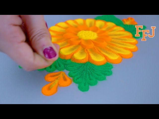 How to Make Rangoli Sunflower - Beautiful Flower Arts & DIY
