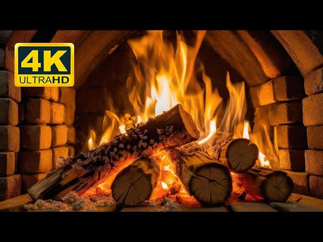 🔥 Cozy Fireplace 4K Ambience (12 HOURS). Fireplace with Burning Logs & Crackling Fire Sounds 4K