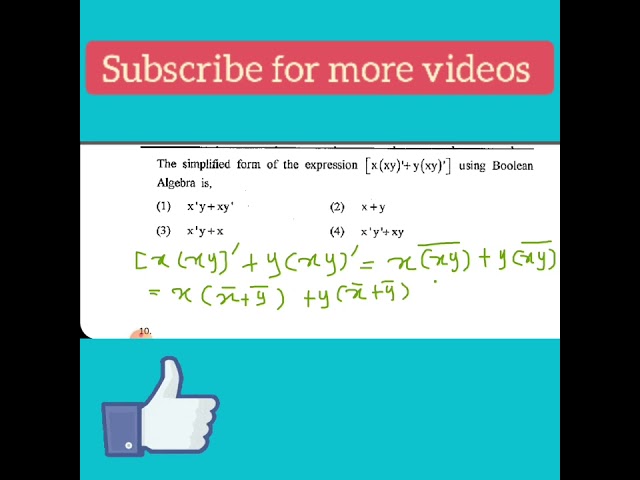 Digital electronics MCQ | Boolean algebra Example