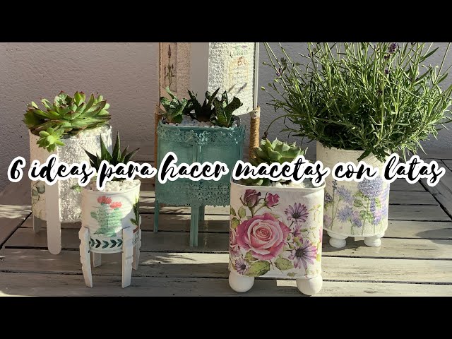 6 ideas to make plants pots with cans (english subtitles)