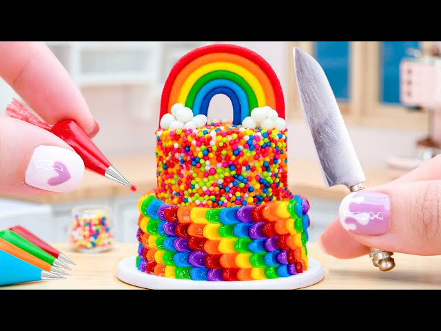So Tasty Miniature Buttercream Rainbow Cake Recipe 🌈 Beautiful Birthday Cake Decorating