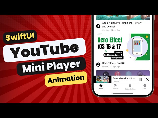SwiftUI YouTube Mini Player Animation - Complex UI - Xcode 15