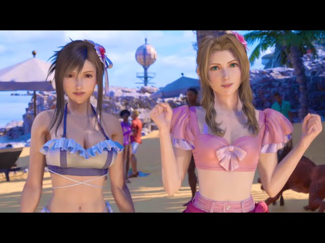 Final Fantasy 7 Rebirth Tifa, Yuffie, and Aerith in Bikini Swim Suit (Beach Scene)