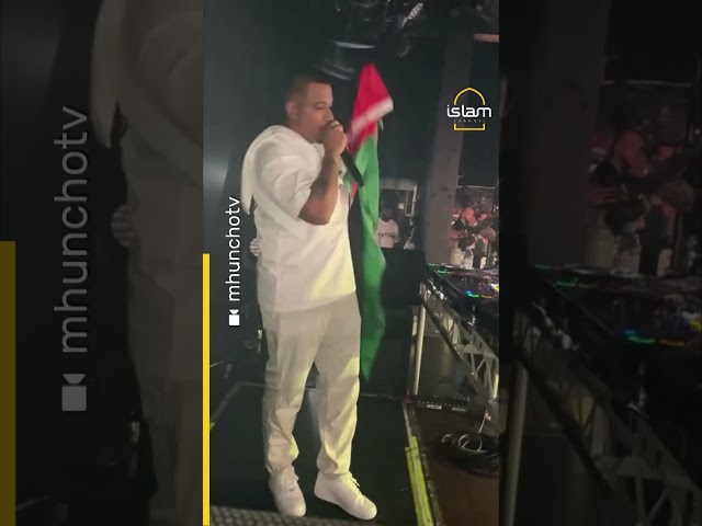 Masked rapper Huncho Sinatra kicks off concert with free Palestine chant