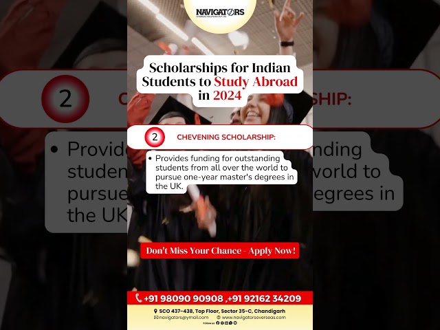 🎓 Scholarships for Indian Students to Study Abroad in 2024🌍✈️ #navigatorsoverseas #studyabroad