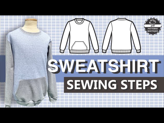 Basic Crew Neck SWEATSHIRT for Men - DIY / Complete Sew Along - Sewing Steps