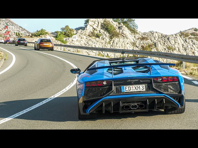 Lamborghini Aventador SV Roadster with Novitec Exhaust - LOUD Accelerations & Flames !