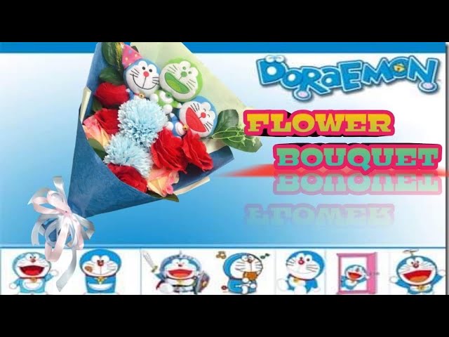 How to make Doraemon flower bouquet//Doraemon Hand Bouquet Gift Wrap//Gift Idea// zerofive tutorial