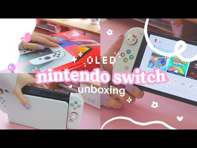 🐇 unboxing the pretty white oled nintendo switch + accessories from skull & co, playvital, lepow