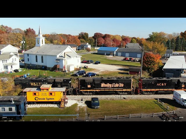 Chasing a Wheeling on the Cleveland Sub with 7 locomotives Canton to Akron Ohio W&LE 7023 30th anniv