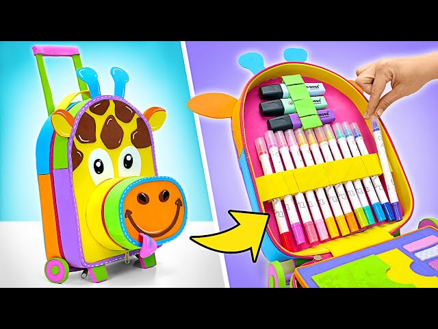 How To Make Bright And Colorful Giraffe Organizer | Foam Paper Backpack 🦒 🎒