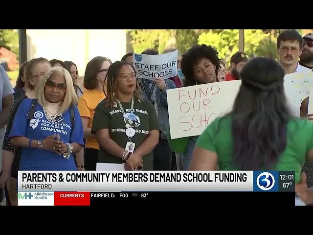 VIDEO: Hartford parents, community members demand full school funding, no layoffs