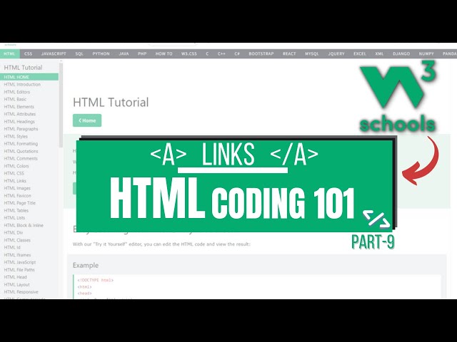 HTML Coding 101: 09  HTML Links - connecting multiple pages | W3Schools HTML Tutorial