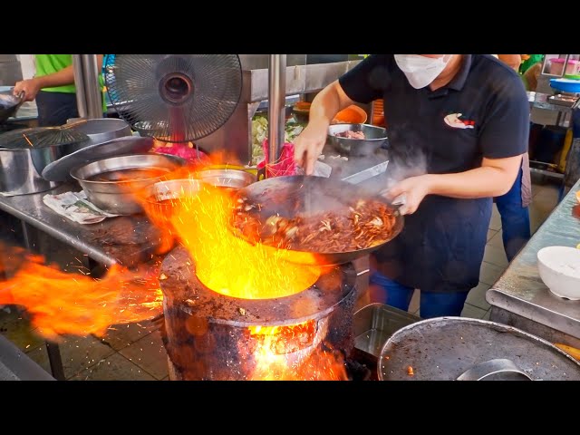 Can be more fire？Shrimp Fried noodles with Pork and Lard, Wok Skill Master / 火上加火！火大！炭燒豬油渣炒麵, 蛋花蝦仁炒麵