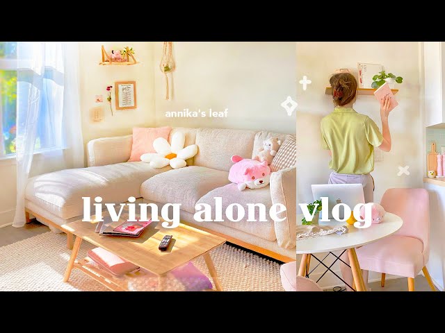 apartment room makeover 🏡🌸 minimal & pinterest aesthetic, new furniture, slacking off, living alone