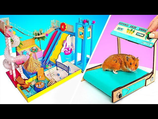 Cool Crafts To Entertain Your Hamster Pet || Hamster’s Treadmill And Water Park With Slides
