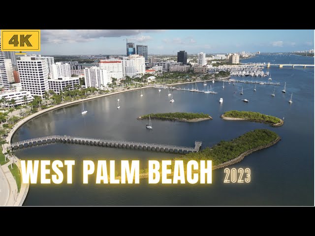 Downtown West Palm Beach Florida 4k. Palm Harbor Marina, WPB Waterfront and South Cove Natural Area