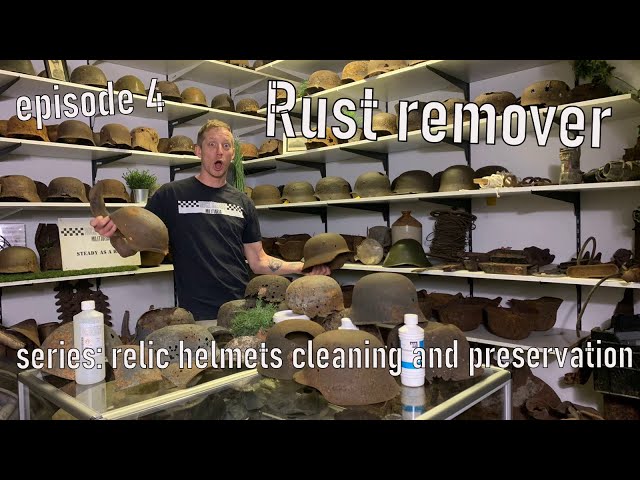 Episode 4 relic helmets cleaning with Rust remover and Rocksteady militaria #relics #helmets #rust