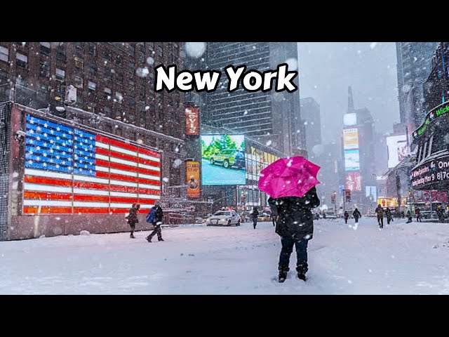Walking In Snow 4k - Snowfall Times Square NYC Winter Manhattan New York City