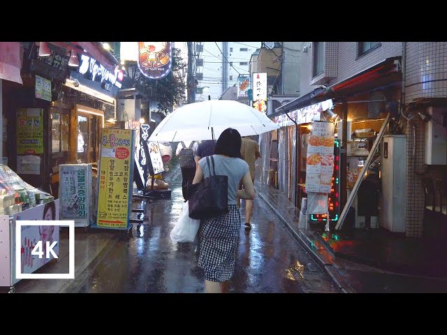 Walking in the Rain Tokyo, Japan (Relaxing Binaural Thunderstorm Sounds for Sleep) 4k ASMR