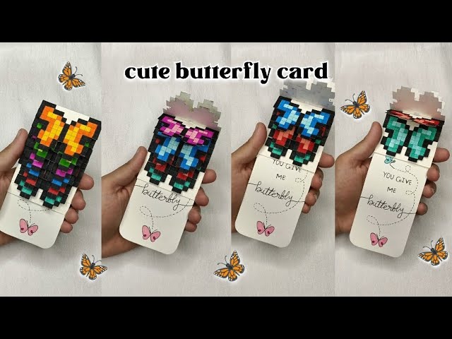 Diy cute butterfly card tutorial🦋 | butterfly waterfall card💖 #butterfly #waterfallcard #diy #craft