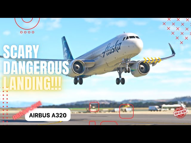 Very HEAVY Plane Flight Landing!! Airbus 320 Alaska Airplane Landing at Madrid Airport