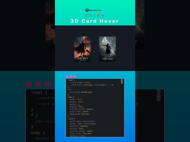 3D card hover image effects in html css project | how to make 3D card in html css #html #css #shorts