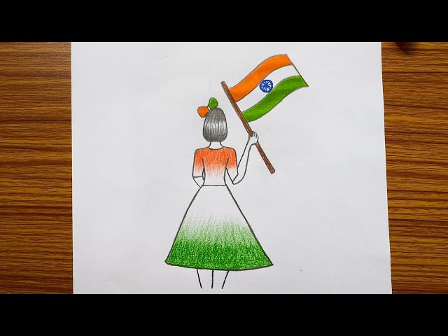 Republic Day Girl Drawing \ Republic Day Drawing easy | Beautiful cute girl drawing