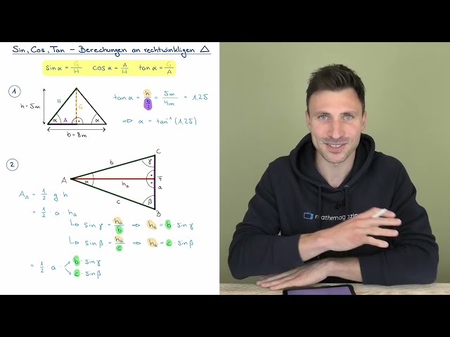 Sinus, Kosinus & Tangens: Berechnungen an rechtwinkligen Dreiecken