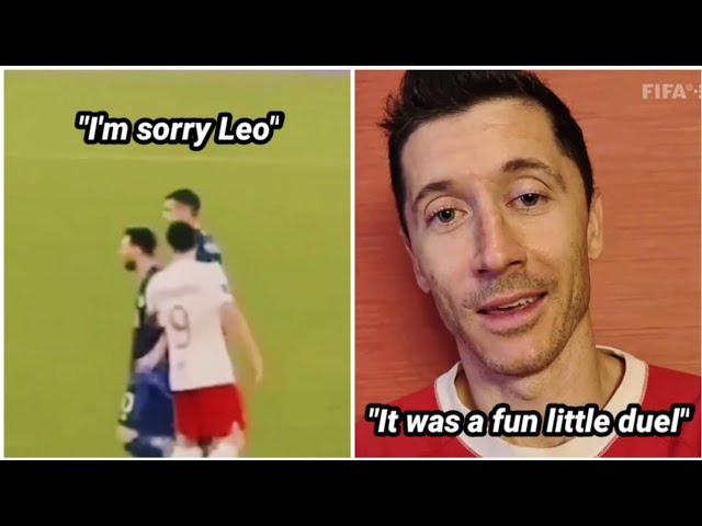 Lewandowski's reaction after Messi refused to shake his hand