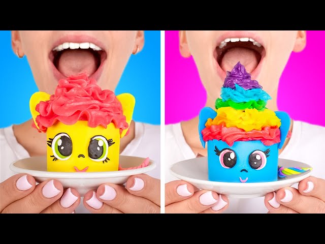 YUMMY RAINBOW DESSERTS || My Little Pony Cupcakes And Pop It Cake