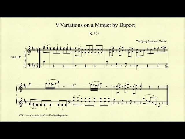 Mozart, 9 Variations on a Minuet by Duport, K 573, Var IV