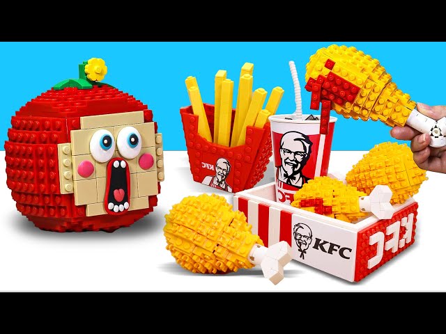 Lego Fast Food with Spicy Chicken, Fried and More Lego Dessert || Stop Motion Mukbang ASMR